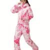 Women's Sport Waterproof Snow Jumpsuit, Winter Outdoor Sports Warm Ski Hooded Suit, Women's Activewear