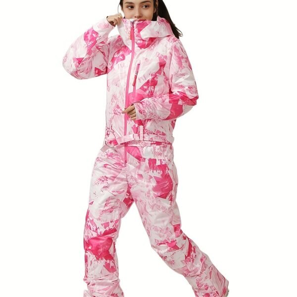 Women's Sport Waterproof Snow Jumpsuit, Winter Outdoor Sports Warm Ski Hooded Suit, Women's Activewear