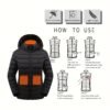 Women's Waterp Resistant Heated Jacket, Long Sleeve Thermal Clothing, USB Electric Heating Coat For Outdoor Camping, Cycling, Fishing, Hiking, Skiing Thermal Wear (Battery Pack Not Included) For Fall & Winter