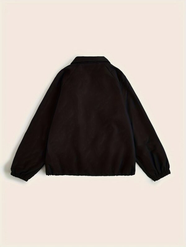 07147b78aab46a443490ef21de43a973-1.jpg Solid Zip Up Jacket, Casual Long Sleeve Windproof Daily Outerwear With Bag, Women's Clothing