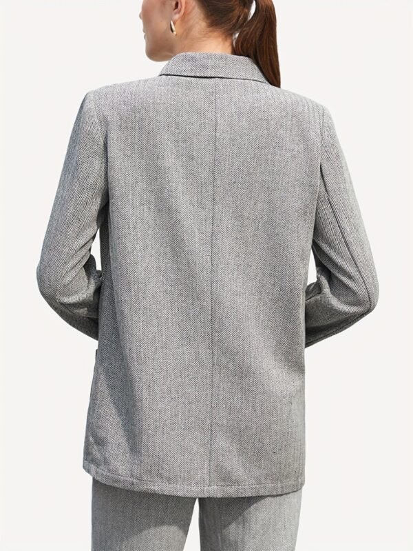 Double Breasted Lapel Pockets Blazer, Elegant Long Sleeve Outwear For Office & Work, Women's Clothing