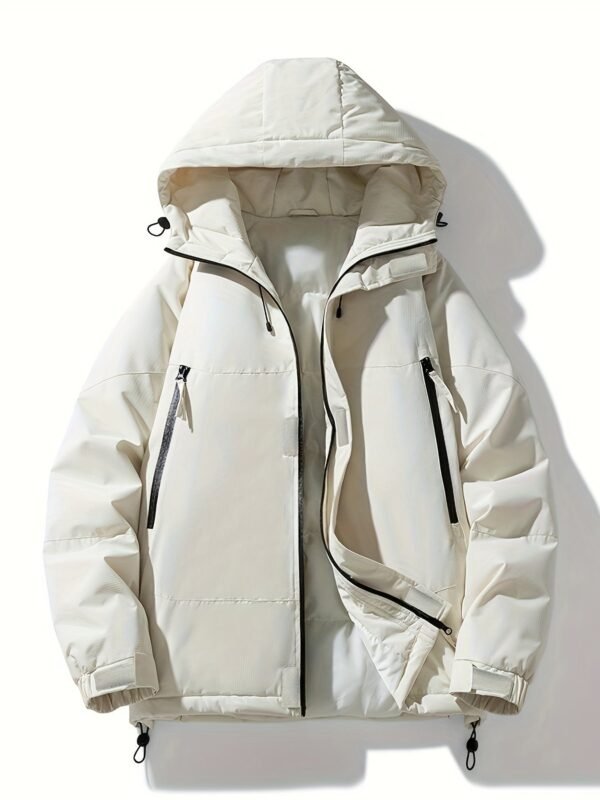 Fashion Zip Up Outdoor Padded Jacket, Warm Windproof Waterproof Hooded Jacket