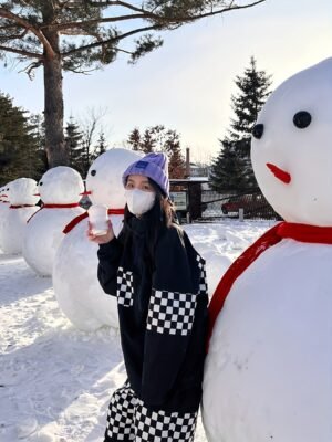 Ski Suit, Checkered Windproof Waterproof Ski Top & Ski Pants Suit, Women's Activewear