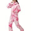 Women's Sport Waterproof Snow Jumpsuit, Winter Outdoor Sports Warm Ski Hooded Suit, Women's Activewear