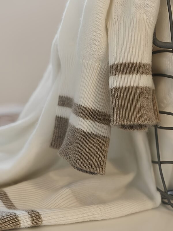 Contrast Trim Mock Neck Sweater, Casual Half Sleeve Pullover Sweater For Spring & Summer, Women's Clothing