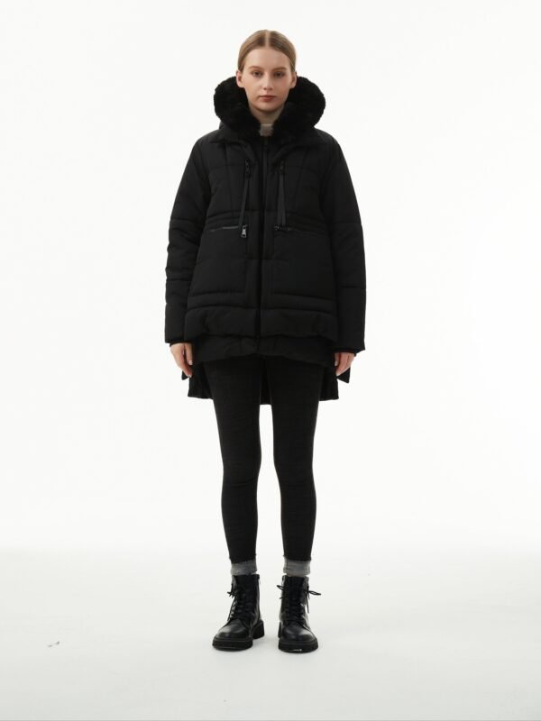 Women's Warm Winter Waterproof Hooded Puffer Jacket, Thicken Fleece Lined Jacket With Removable Faux Fur Trim, Women's Clothing