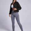 Solid Zipper Front Crop Jacket, Versatile Long Sleeve Jacket For Spring & Fall, Women's Clothing
