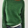 Solid Crew Neck Sweater, Casual Long Sleeve Drop Shoulder Sweater, Women's Clothing