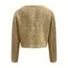 Solid Color Single Breasted Crop Jacket, Elegant Long Sleeve Outwear For Spring & Fall, Women's Clothing