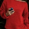 Solid Boat Neck Pullover Sweater, Casual Long Sleeve Drop Shoulder Loose Sweater, Women's Clothing