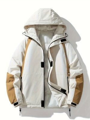 Color Block Trendy Winter Outdoor Sports Jacket, Waterproof Windproof Spliced Hooded Warm Coat, Women's Clothing