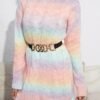 Gradient Color Cable Knit Sweater, Casual Long Sleeve Top For Fall & Winter, Women's Clothing