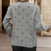 Polka Dot Pattern Knit Sweater, Casual Long Sleeve Crew Neck Sweater, Women's Clothing