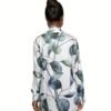 Leaves Print Open Front Cardigan, Versatile Long Sleeve Outwear For Spring & Fall, Women's Clothing