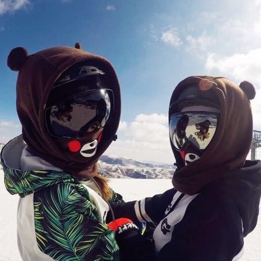 Cute Animal Ski Balaclava Plush Snowboard Face Warmer Mask Winter Snow Sports Accessories Hat Kawaii Snowboard Gear