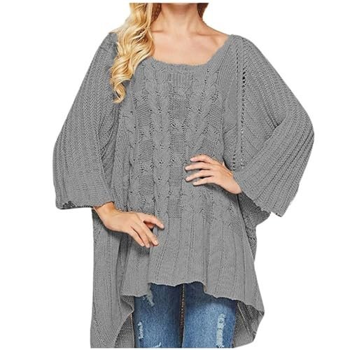 51K1fAPGRuL.jpg Fall Sweater Women's Knitwear Crewneck Long Sleevel Shawl Cape Sweater 2023 Fashion Pullover Sweater