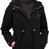 Women's Ligtweight Jackets Anorak Utility Drawstring Waist Hoodie Zip Up Fall Casual Coat with Pockets