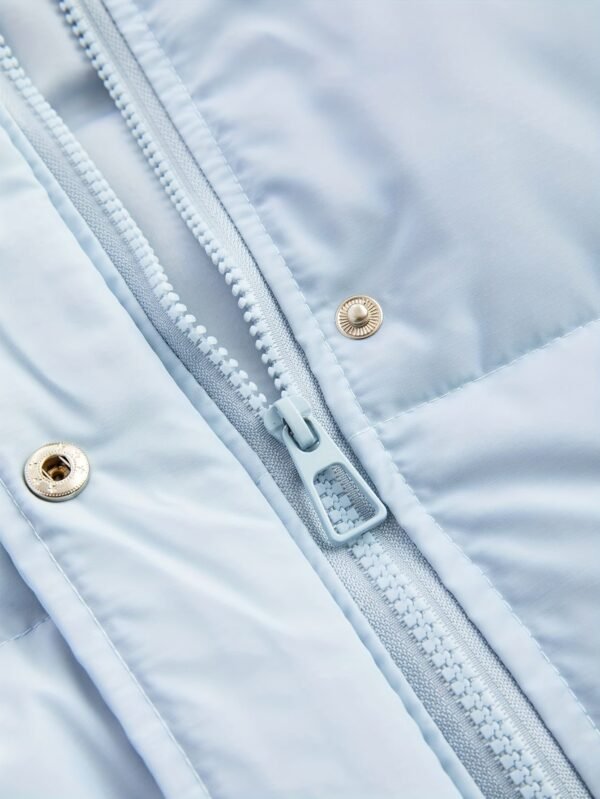 Solid Color Long Puffer Jacket, Stand Collar Warm Jacket For Winter Outdoor Sports, Women's Clothing