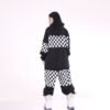 Ski Suit, Checkered Windproof Waterproof Ski Top & Ski Pants Suit, Women's Activewear