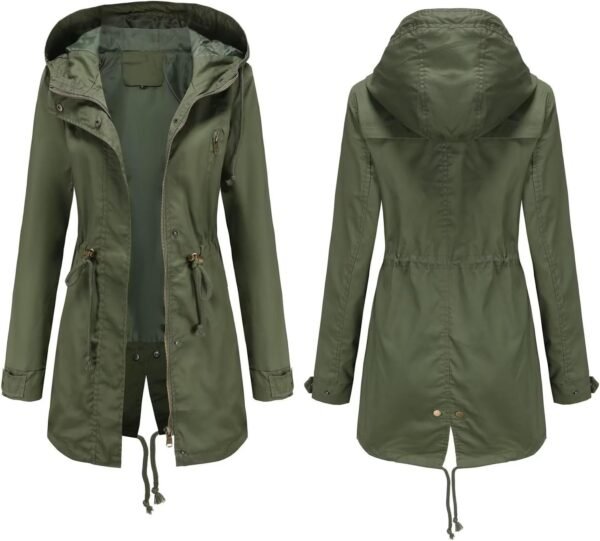 Women's Ligtweight Jackets Anorak Utility Drawstring Waist Hoodie Zip Up Fall Casual Coat with Pockets
