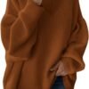 6104HjmYn_L._AC_SL1500.jpg plus Size Fall Jackets for Women Women's Casual Solid Pocket Knitted O-Neck Shoulder Knitwear Sweater Fashion Top