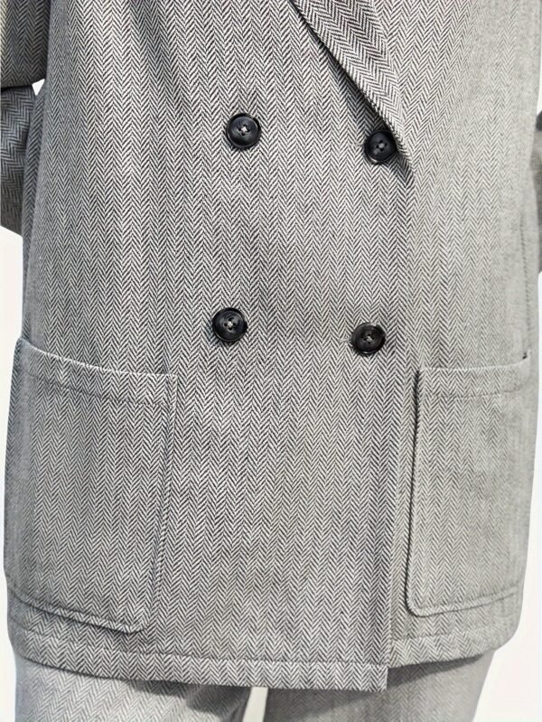 Double Breasted Lapel Pockets Blazer, Elegant Long Sleeve Outwear For Office & Work, Women's Clothing