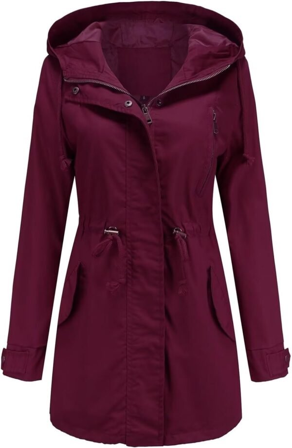 Women's Ligtweight Jackets Anorak Utility Drawstring Waist Hoodie Zip Up Fall Casual Coat with Pockets