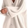 Womens Oversized Sweater Cardigan Fashion Solid Color Knitwear Long Sleeves Pearl Buttons Knit Coat Blouse Tops