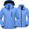 Women's 3 in 1 Ski Jacket Mountain Waterproof Windproof Winter Snow Coat Hike Snowboarding Jackets Hooded Warm Raincoat
