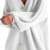 Womens Oversized Sweater Cardigan Fashion Solid Color Knitwear Long Sleeves Pearl Buttons Knit Coat Blouse Tops