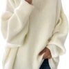 61GmHZCgK0L._AC_SL1500.jpg plus Size Fall Jackets for Women Women's Casual Solid Pocket Knitted O-Neck Shoulder Knitwear Sweater Fashion Top