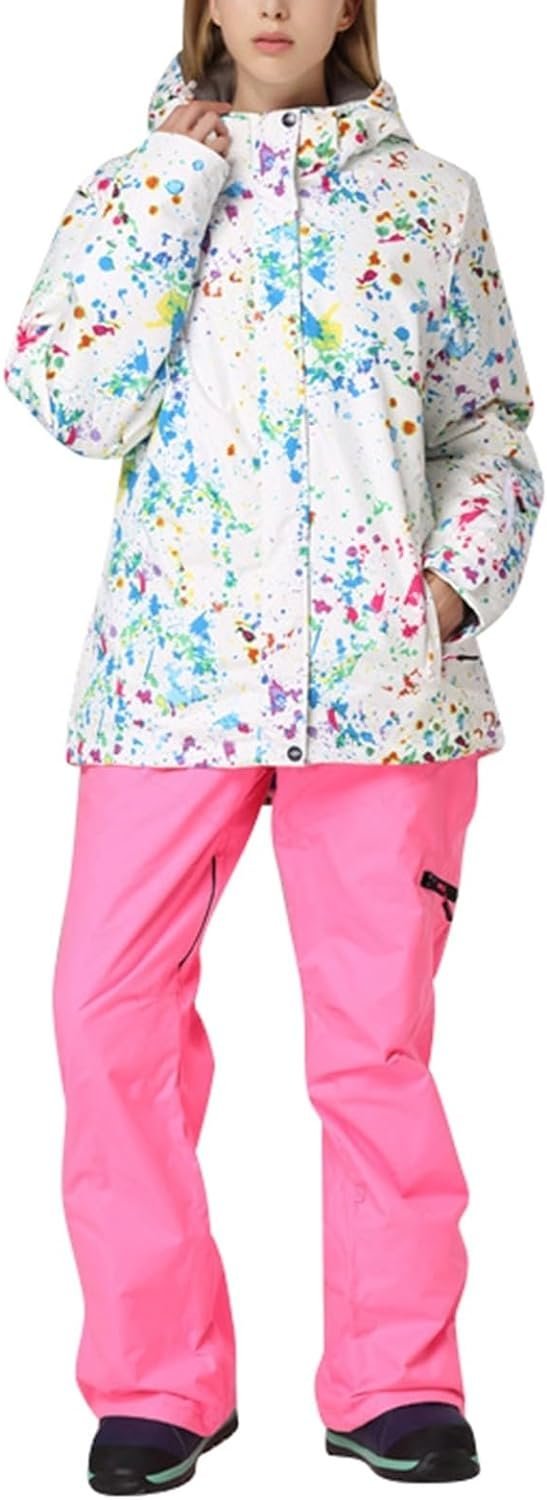 Women's Ski Suit Waterproof Women's Ski Wear Windproof Warm Adult Hardshell Climbing Wear Outdoor Ski Wear Suit