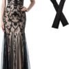Women Evening Dress 1920s Flapper Cocktail Mermaid Plus Size Formal Gown with Long Gloves