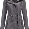 Women's Ligtweight Jackets Anorak Utility Drawstring Waist Hoodie Zip Up Fall Casual Coat with Pockets