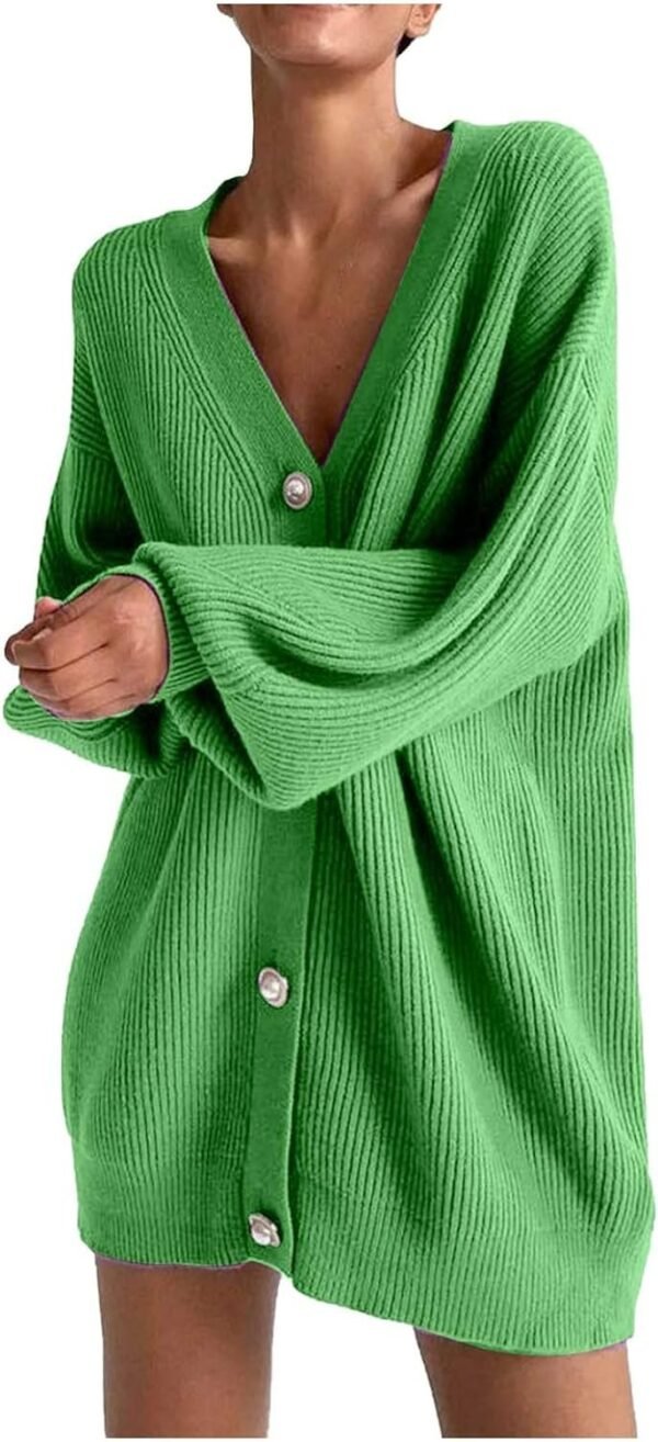 Womens Oversized Sweater Cardigan Fashion Solid Color Knitwear Long Sleeves Pearl Buttons Knit Coat Blouse Tops