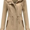 Women's Ligtweight Jackets Anorak Utility Drawstring Waist Hoodie Zip Up Fall Casual Coat with Pockets