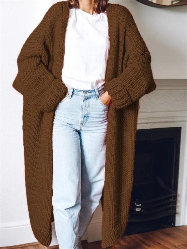 Fashion Women Sweaters Autumn Winter Solid Knitted Cardigan Medium Long Sweater Coat Women Knitwears