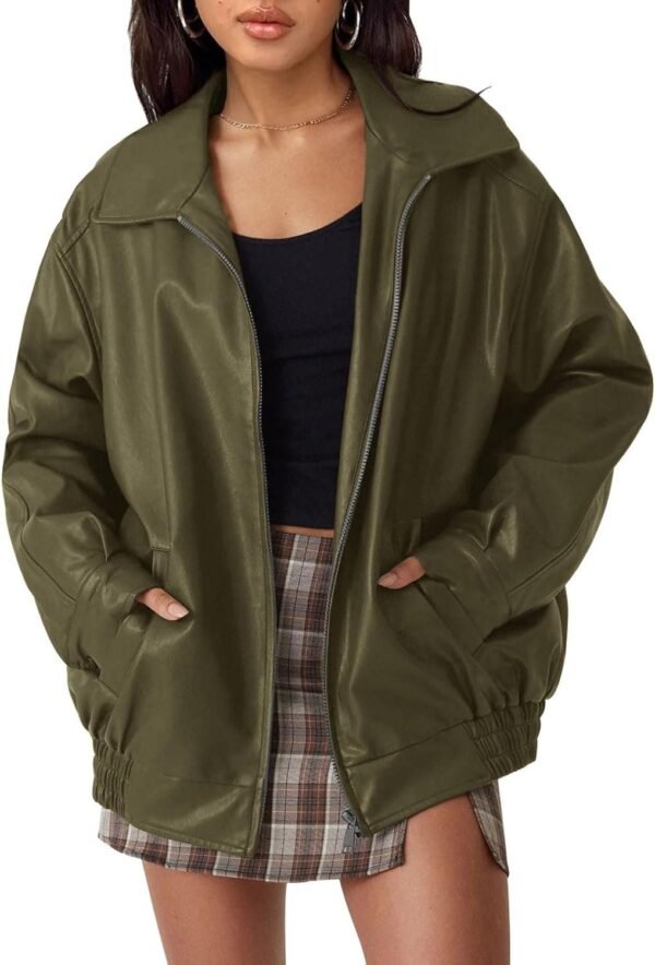 Trendy Queen Women's Leather Jackets Oversized Faux Motorcycle Plus Size Moto Biker Coat Fall Outfits Fashion Clothes 2023