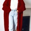 Fashion Women Sweaters Autumn Winter Solid Knitted Cardigan Medium Long Sweater Coat Women Knitwears
