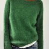 Solid Crew Neck Sweater, Casual Long Sleeve Drop Shoulder Sweater, Women's Clothing