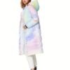 Colorful Print Puffer Jacket For Women, Fashion Warm Winter Down Jacket, Women's Activewear
