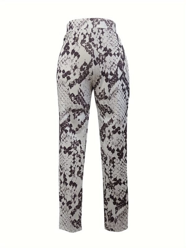 Snake Skin Print Two-piece Set, Single Breasted Lapel Blazer & Straight Leg Pants Outfits, Women's Clothing