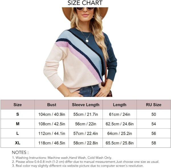 714-tLs_ZdL._AC_SL1500.jpg Women Crewneck Knitwear Fashion Colorblock Casual Sweater Loose Fit Pullover Knitwear Warm Soft Fabric Long Sleeve Sweater (Blue)