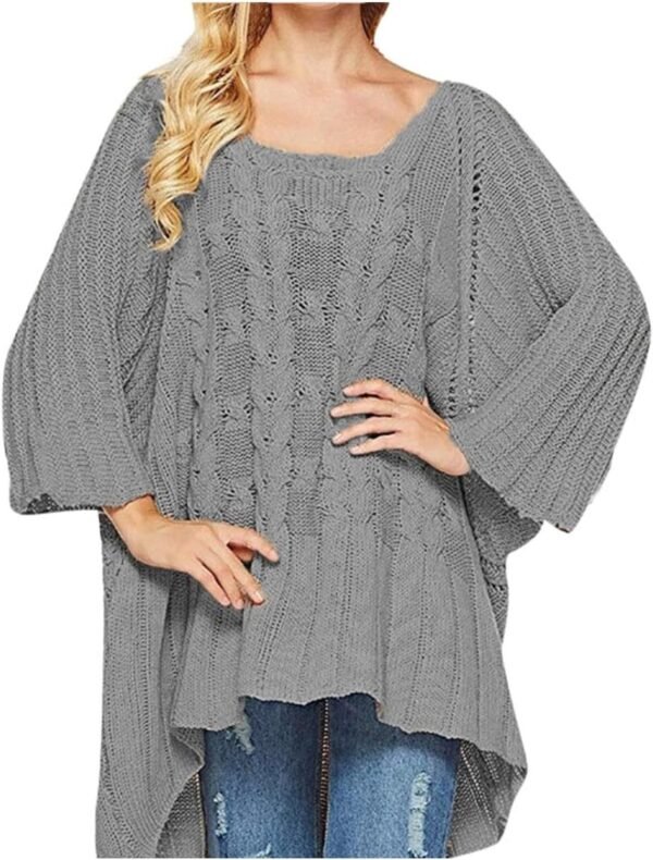 71NehPBukIL._AC_SL1500.jpg Fall Sweater Women's Knitwear Crewneck Long Sleevel Shawl Cape Sweater 2023 Fashion Pullover Sweater