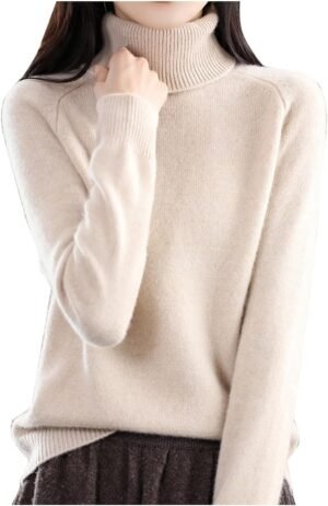 Womens Turtlenck Sweaters Solid Color Thermal Classic Knitwear for Women Fall Winter Leisure Undershirts Sweaters