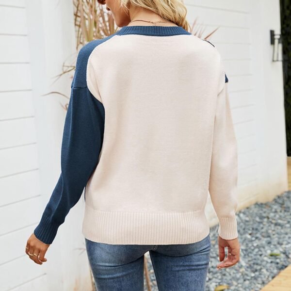 71UZjJ_L57L._AC_SL1500.jpg Women Crewneck Knitwear Fashion Colorblock Casual Sweater Loose Fit Pullover Knitwear Warm Soft Fabric Long Sleeve Sweater (Blue)