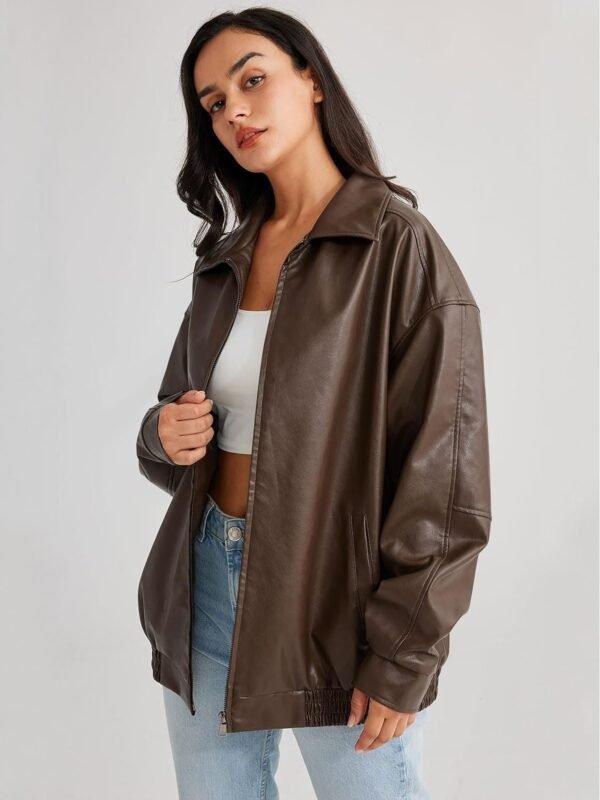 Trendy Queen Women's Leather Jackets Oversized Faux Motorcycle Plus Size Moto Biker Coat Fall Outfits Fashion Clothes 2023