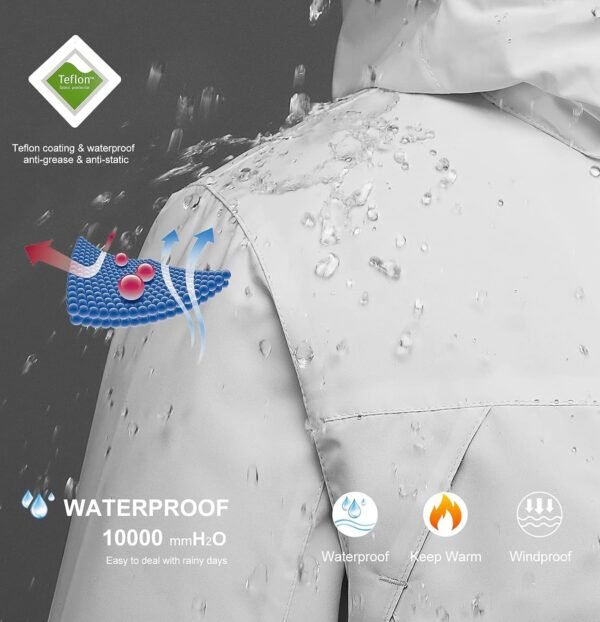 Women's 3 in 1 Ski Jacket Mountain Waterproof Windproof Winter Snow Coat Hike Snowboarding Jackets Hooded Warm Raincoat