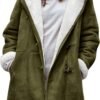 Windproof Sherpa Lined Outerwear for Women Winter, Fashion Fleece Hooded Overcoat with Pockets, Warm and Thicken Parka Jacket