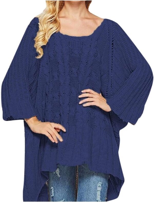 71n1H-LZxFL._AC_SL1500.jpg Fall Sweater Women's Knitwear Crewneck Long Sleevel Shawl Cape Sweater 2023 Fashion Pullover Sweater